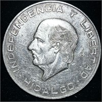 1955 MEXICAN 90% SILVER DIEZ PESOS