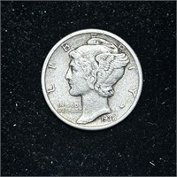 NEAR UNC 1938-D 90% SILVER DIME 10C COIN