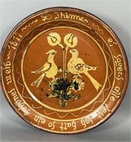Two color slipware folk art bowl by Greg Shooner