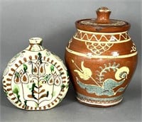 2 Turtle Creek Pottery redware pieces ca. 1987 &