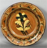 Large two color slipware decorated bowl by Greg &