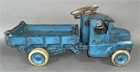 Blue painted cast iron "Mack" dump truck ca.