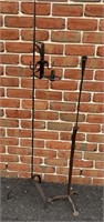 2 wrought adjustable floor stand lamps ca. 20th &