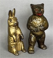2 cast iron animal figural banks ca. 1910-1930;