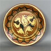 Folk art slipware decorated bowl by Greg Shooner