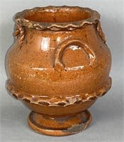 PA redware jar ca. 1875; PA redware elaborate