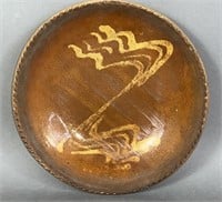 PA slipware plate ca. 1865; with four line (four
