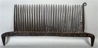 Early wrought iron flax working comb ca. early