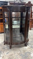 Lion Head Curved Glass China Cabinet w/ Claw Feet