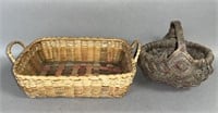 2 painted/dye decorated baskets ca. 1880-1950;