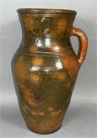 PA redware handled jar ca. 1925; tall PA baluster