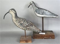 2 wooden shore bird carvings ca. 20th century;