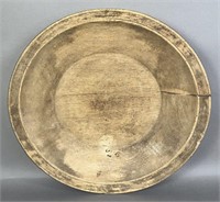 Large turned oak wood bowl ca. 18th century;