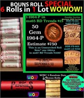 THIS AUCTION ONLY! BU Shotgun Lincoln 1c roll, 196