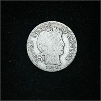 1914 90% SILVER BARBER 10C DIME COIN