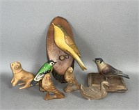Group of 7 unsigned folk art carved animals ca.