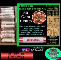 THIS AUCTION ONLY! BU Shotgun Lincoln 1c roll, 198