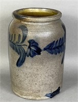 Cobalt decorated stoneware jar ca. 1870; salt