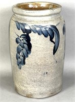 Cobalt decorated stoneware jar ca. 1870; salt