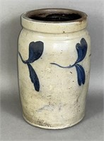 Cobalt decorated stoneware jar ca. 1885; salt