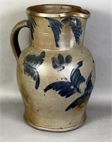 2 gallon cobalt decorated stoneware pitcher from