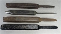 4 wrought iron oyster knives ca. 19th & 20th
