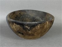 Turned burlwood grease bowl ca. 18th-early 19th