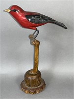 Fine folk art carved and painted "Scarlet