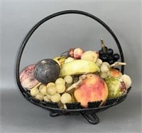 Iron art crafted basket with Italian carved and