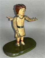 Folk art carved angel with wings ca. 1900; small