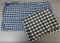 2 pieces of vintage blue and white check cotton