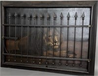 Oil on canvas, Berks Co., PA ca. 1900; caged lion