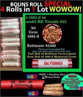 THIS AUCTION ONLY! BU Shotgun Lincoln 1c roll, 198