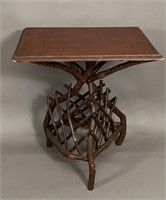 Twig stand ca. 1880; rectangular top with thumb