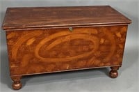 Decorated blanket chest ca. 1841; in pine with a