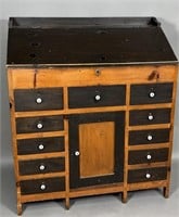Work desk ca. 1830; softwood in a grain painted