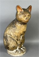 Large size seated chalkware cat figure ca.
