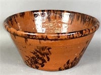 Large PA manganese sponged redware bowl ca. 1880;