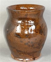 PA redware jar ca. 1880; PA baluster form redware