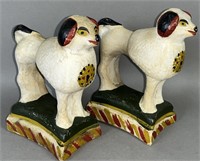 Matched pair of PA chalkware standing poodles ca.