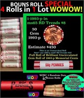 THIS AUCTION ONLY! BU Shotgun Lincoln 1c roll, 199