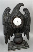 Early carved eagle on pedestal base watch hutch