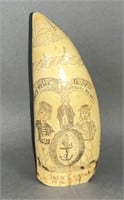 Fine sailor carved whale tooth scrimshaw ca.