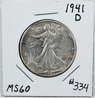 1941-D  Walking Liberty Half Dollar   MS-60