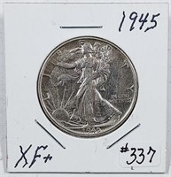 1945  Walking Liberty Half Dollar   XF+