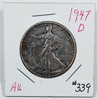 1947-D  Walking Liberty Half Dollar   AU