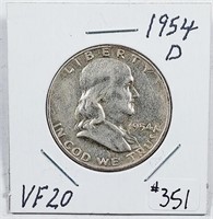 1954-D  Franklin Half Dollar   VF