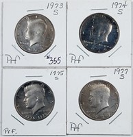 1973-S, 74-S, 75-S & 77-S Kennedy Half Dollars  PF