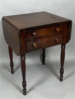 2 drawer dropleaf stand ca. 1825; in mahogany