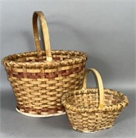 Pair of PA Amish crafted oak splint baskets ca.